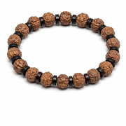 Agate & Volcanic Stone Bead Bracelet on white background