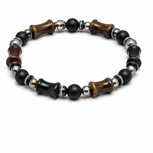 Bamboo-Style Bead Bracelet on white background