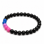 Black Acrylic Bead Bracelet on white background