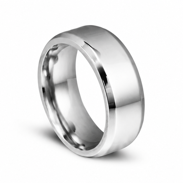 Classic 8 mm Titanium Steel Ring on white background