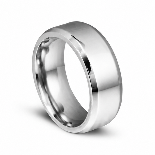 Classic 8 mm Titanium Steel Ring on white background