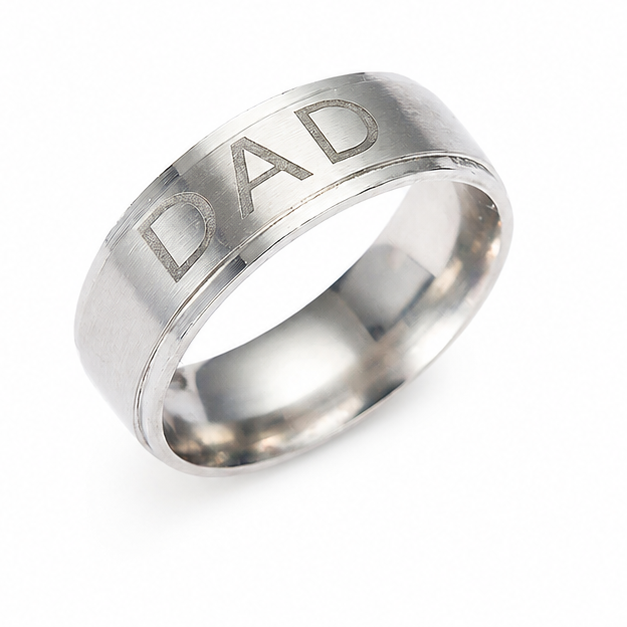 DAD Titanium Steel Ring on white background