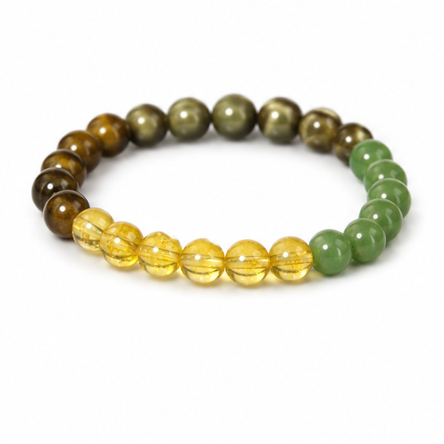 Green Tiger Eye Bead Bracelet on white background