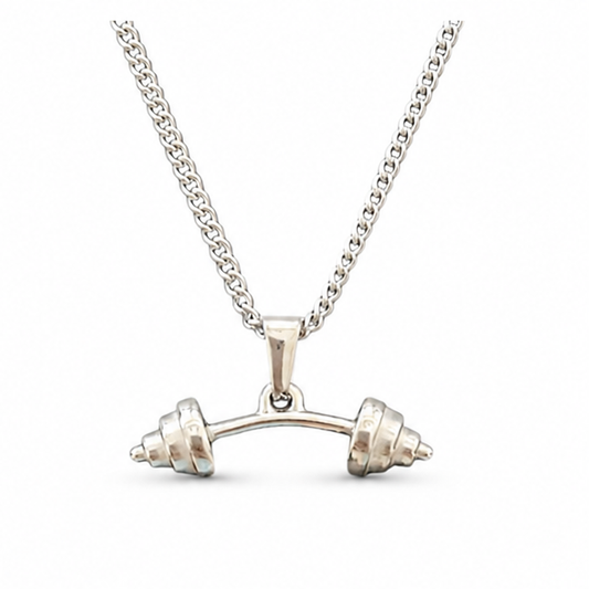 Dumbbell Pendant Necklace on white background