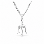 Poseidon Trident Pendant Necklace on white background