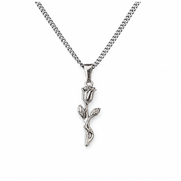 Rose Pendant Necklace on white background