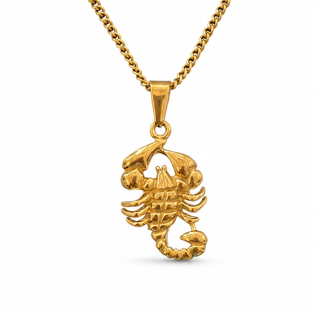 Scorpion Pendant Necklace on white background