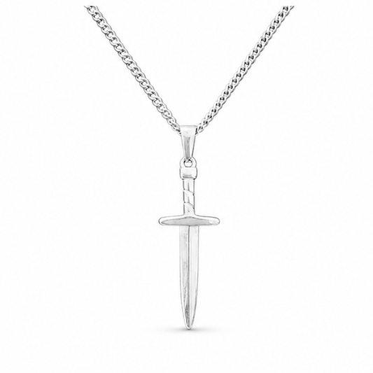 Sword Pendant Necklace on white background