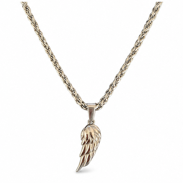 Wing Pendant Necklace on white background
