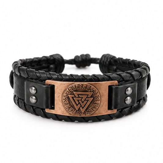 Nordic Viking PU Leather Wrap Bracelet on white background