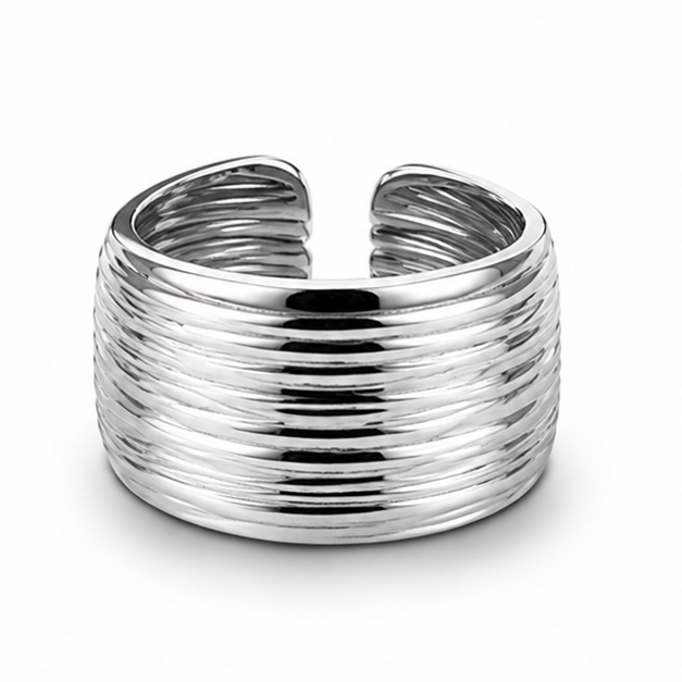 Polished Stainless Steel Open Band on white background