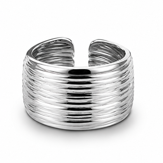 Polished Stainless Steel Open Band on white background