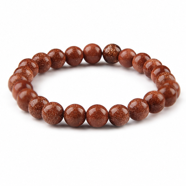 Red Stone 8 mm Bead Bracelet on white background
