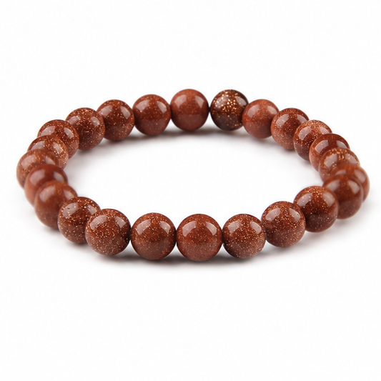 Red Stone 8 mm Bead Bracelet on white background