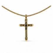Vintage Stainless Steel Cross Necklace on white background