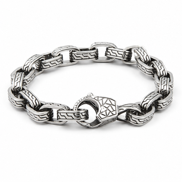 Vintage Pattern Titanium Steel Bracelet on white background
