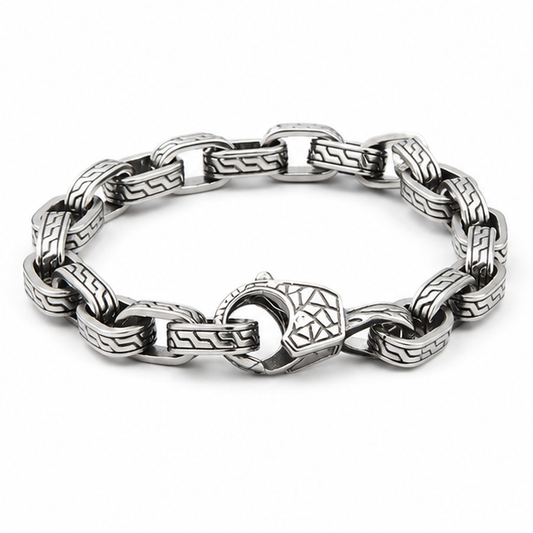 Vintage Pattern Titanium Steel Bracelet on white background