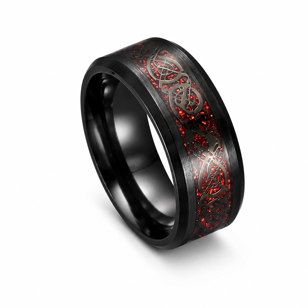 Basilisk Scale Titanium Ring on white background