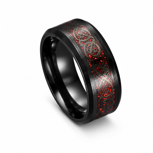 Basilisk Scale Titanium Ring on white background