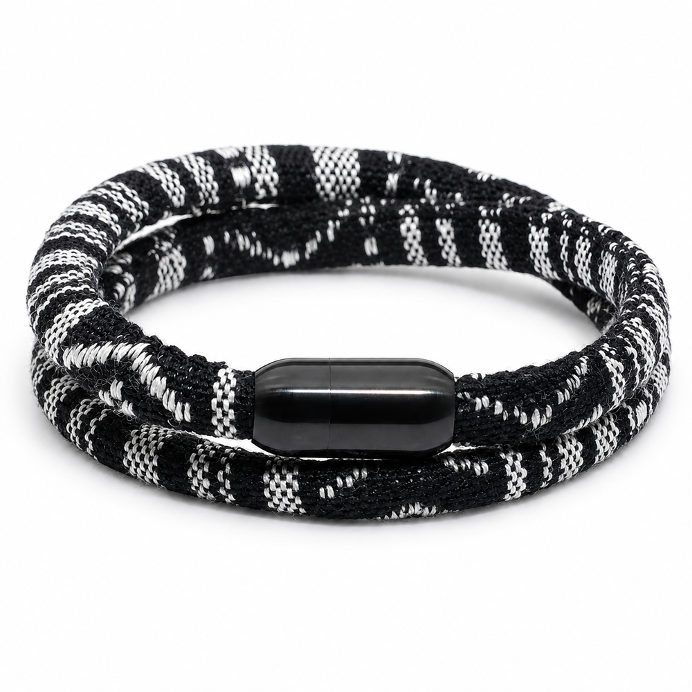 Woven Double-Wrap Magnetic Bracelet on pure white background