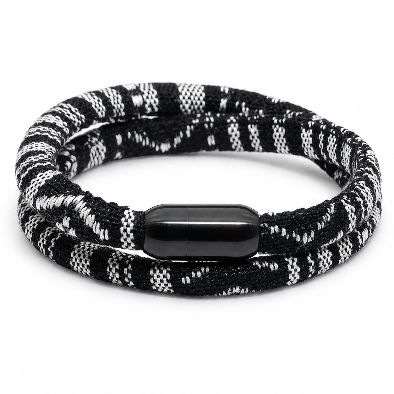 Woven Double-Wrap Magnetic Bracelet on pure white background