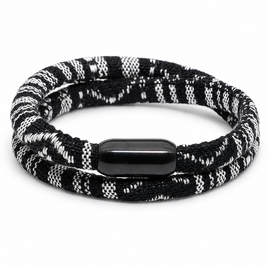 Woven Double-Wrap Magnetic Bracelet on pure white background