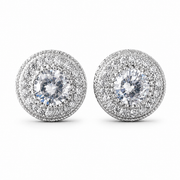 10mm Halo Stud Earrings on pure white background