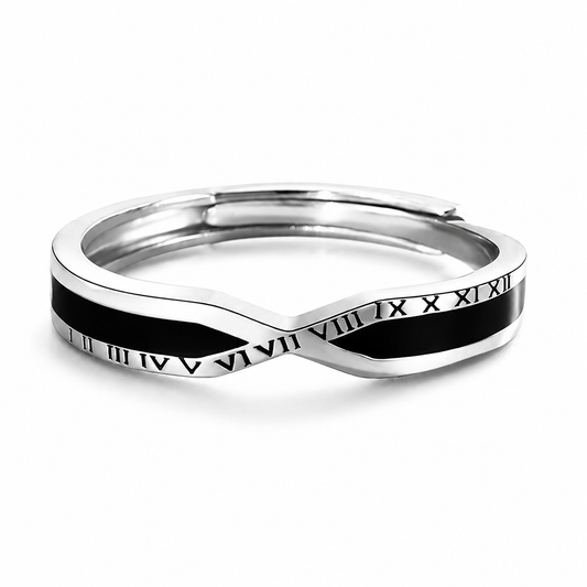 Roman Hourglass Open Ring on pure white background