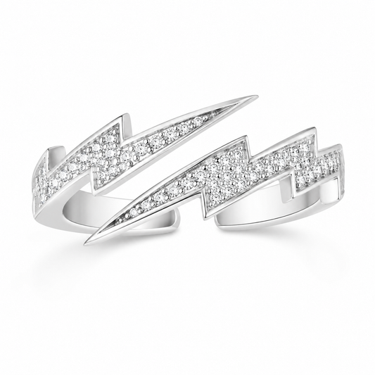 Lightning Pavé Open Ring on pure white background