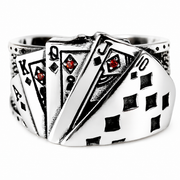 Vintage Poker Card Statement Ring on pure white background