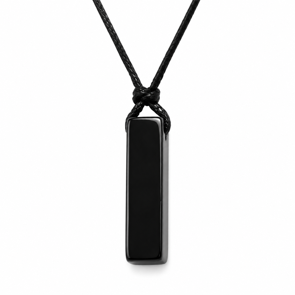 Rectangular Natural-Stone Pendant Necklace on pure white background