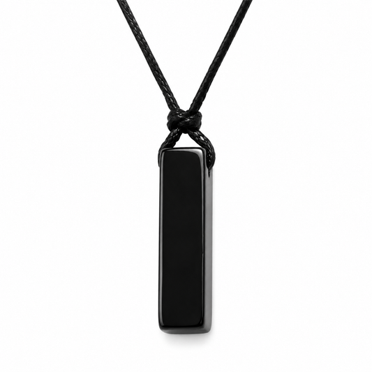 Rectangular Natural-Stone Pendant Necklace on pure white background