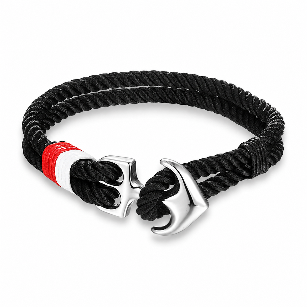 Nautical Anchor Rope Bracelet on pure white background
