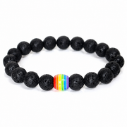 Rainbow-Accent Lava Stone Bracelet on pure white background