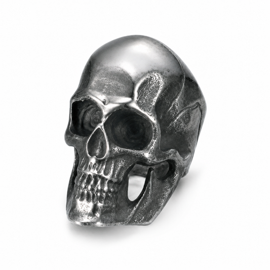 Vintage Long-Skull Ring on pure white background
