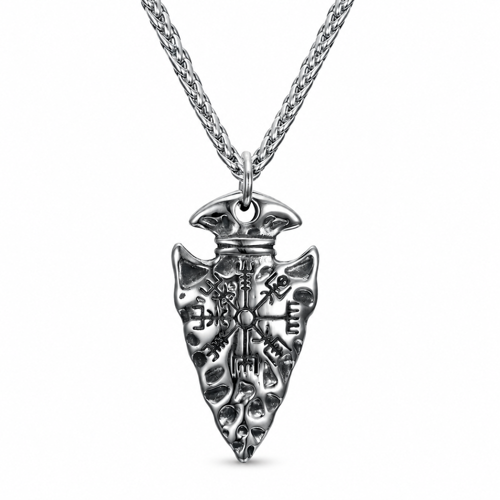 Nordic Spear-Head Stainless Steel Pendant on pure white background