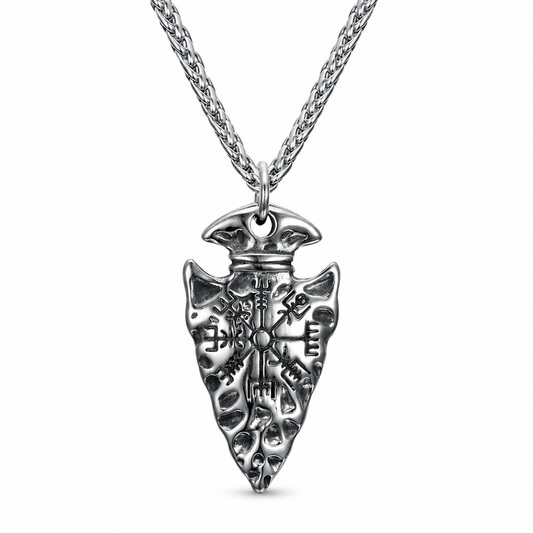 Nordic Spear-Head Stainless Steel Pendant on pure white background