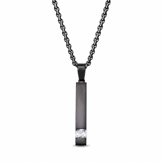Square Zircon Bar Pendant Necklace on pure white background