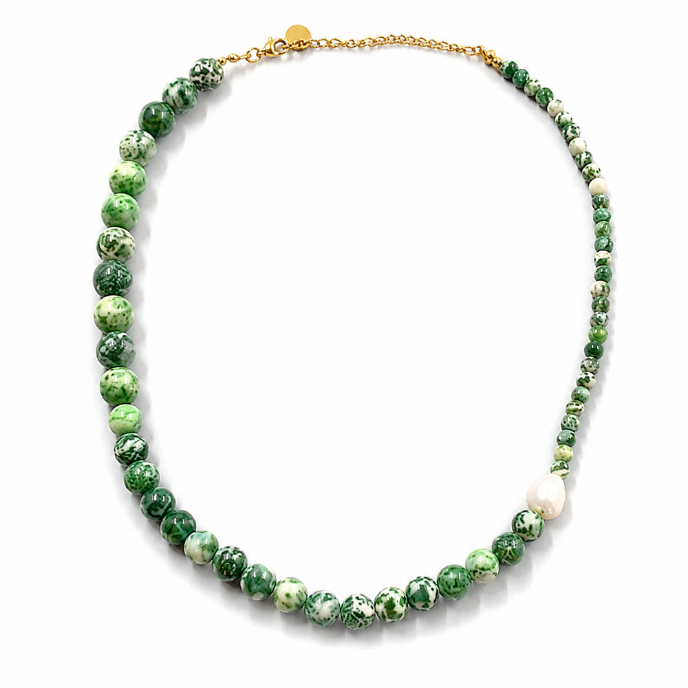 Natural Turquoise Patchwork Necklace on pure white background