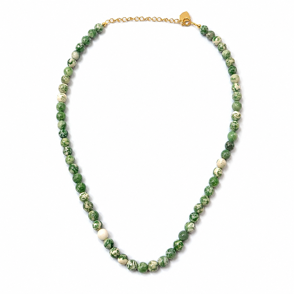 Round Natural Turquoise Bead Necklace on pure white background