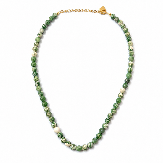 Round Natural Turquoise Bead Necklace on pure white background