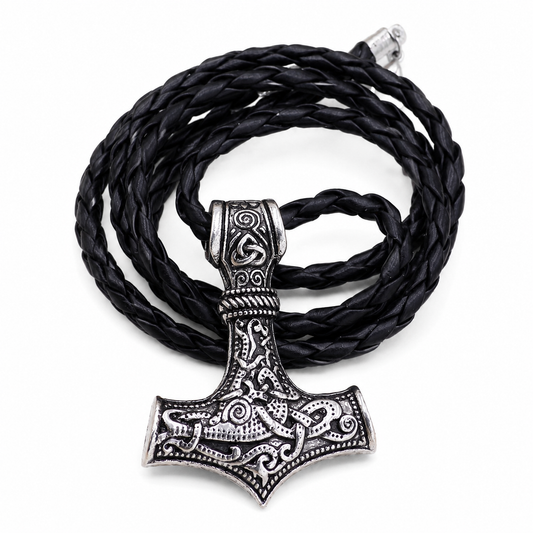 Nordic Thor’s Hammer Pendant Necklace on pure white background