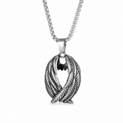 Stainless-Steel Wings Pendant Necklace on pure white background