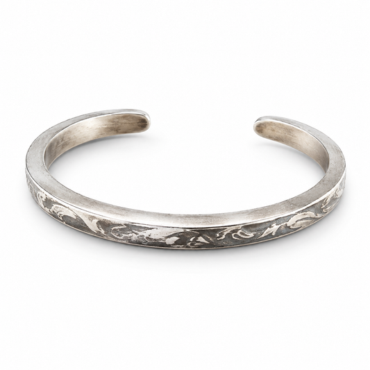 Viking battle silver bracelet in distressed finish