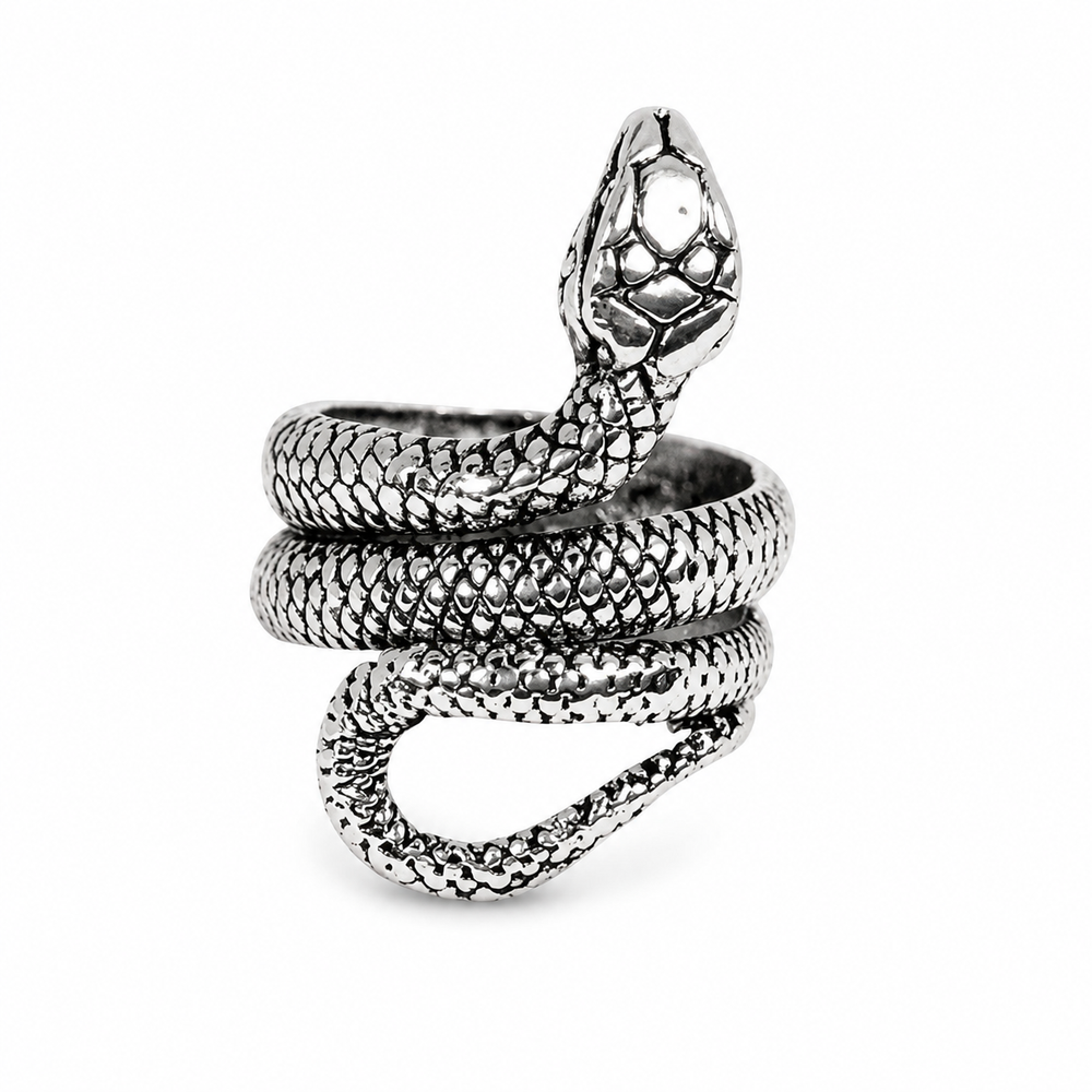 Black Mamba Coil Ring on pure white background
