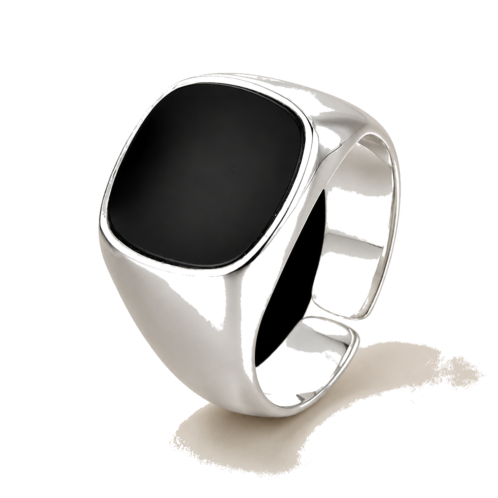 Black Onyx Signet Ring on a clean white background