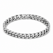 Men's bold titanium-steel curb bracelet on white
