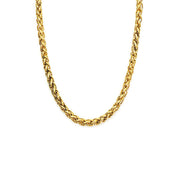 Men's gold 3mm woven chain necklace on white