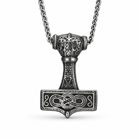 Chunky Mjolnir pendant necklace on white