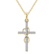 Clear-Stone Faith Cross Pendant Necklace — Gold supplier reference
